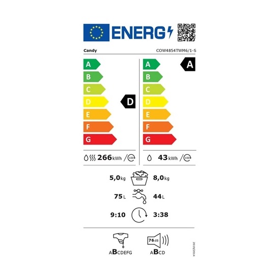 Candy COW4854TWM6/1-S mosó-szárítógép,8/5kg,inverter motor 60X54X85cm