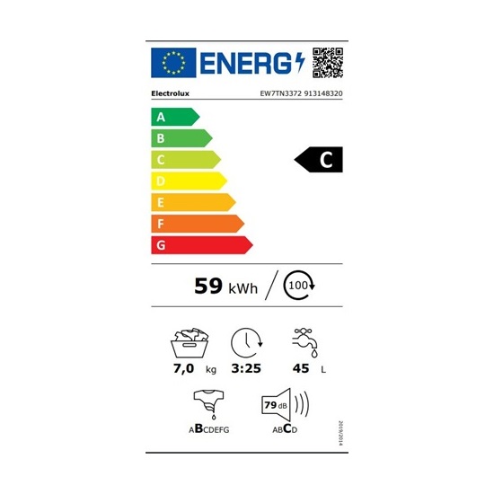 Electrolux EW7TN3372 felültöltős mosógép,inverter motor,gőz,7kg,40x60x89cm