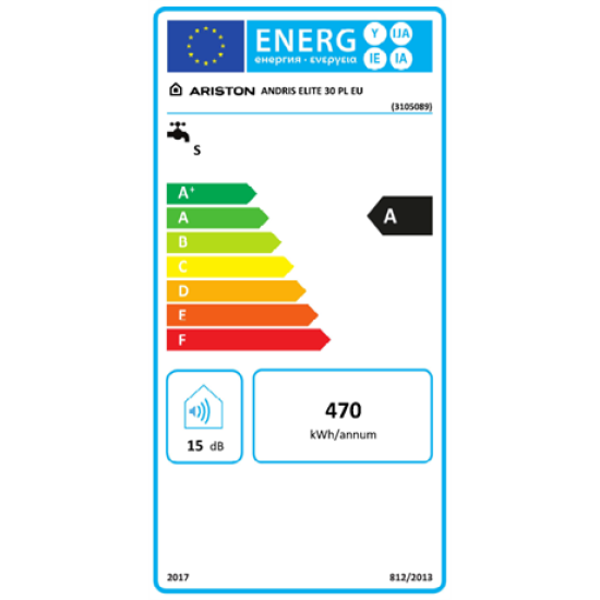 Ariston ANDRIS ELITE 30/5 EU mosogató fölé helyezhető forróvíztároló,30L,1500W