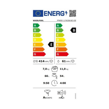 Whirlpool FFWDD 1176258 BCV EE mosó-szárítógép, 11/7kg, inverter motor, gőzfunkció, 59.5x60.5x85 cm