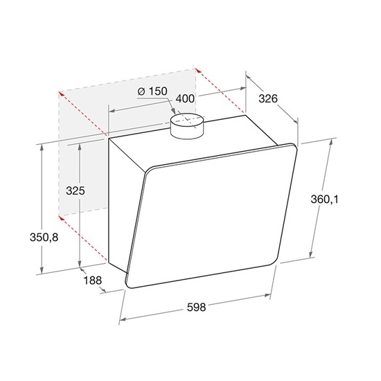 Ariston HHVP 63F LM CF ferdesikú döntött kürtös konyhai elszívó,LED világítás,59.8x32.6x36cm,fekete szín 