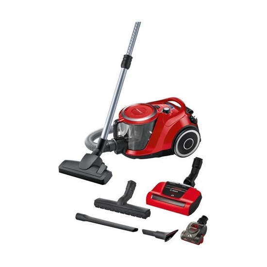 Bosch BGS41PET1 porzsák nélküli porszívó, tornádó piros, 750W. turbó fej, mini turbó fej 