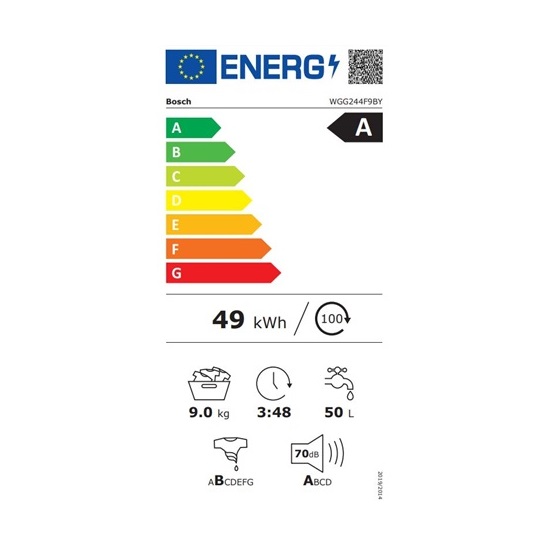 Bosch WGG244F9BY elöltöltős mosógép, 9kg, inverter motor, 59.8x63.6x84.5 cm 