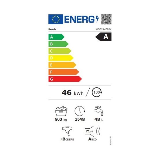 Bosch WGG244Z0BY elöltöltős mosógép, 9kg, 60x59x85 cm 