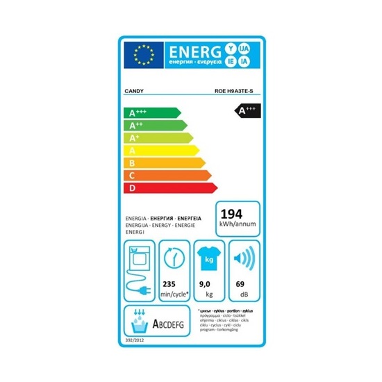 Candy ROE H9A3TE-S hőszivattyús szárítógép,9kg,inverter motor,61.1x58.5x85cm