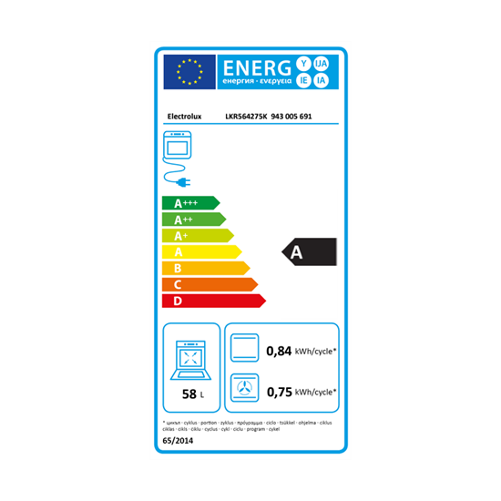 Electrolux LKR564275K kerámialapos tűzhely, 58L, 50x60x85.8 cm, fekete 