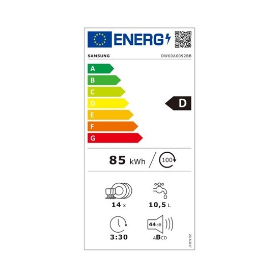 Samsung DW60A6092BB/EO teljesen beépíthető mosogatógép,14 terítékes,inox,59.8x55x81.5cm