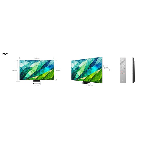 TCL 75C855 4K UHD QD-MiniLED GOOGLE Smart TV,75",190.5cm