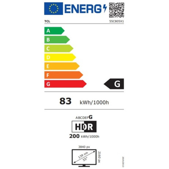 TCL 55C805 UHD MINILED QLED Google Smart TV,55",139.7cm 