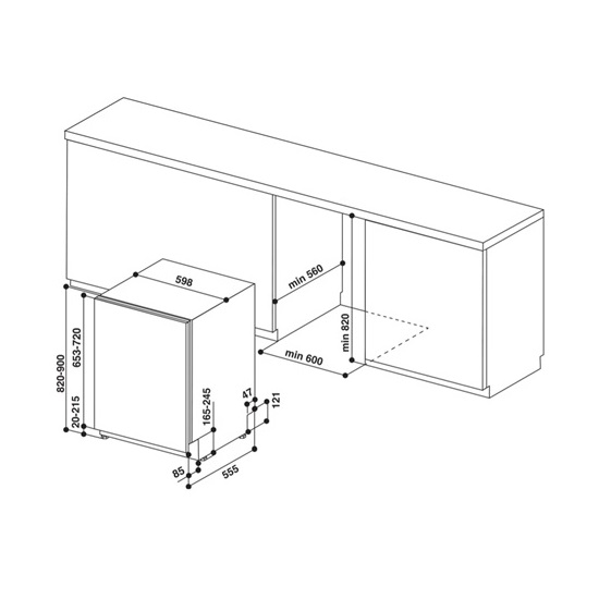 Whirlpool WIO 3T133 PLE teljesen beépíthető mosogatógép,14 terítékes,inox,59.8x55.5x82cm