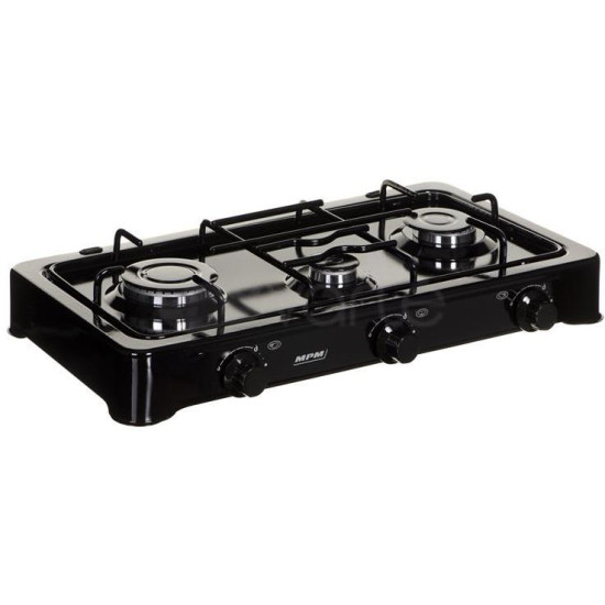 MPM SMILE-KN-03/1KB  tripla gázfőzőlap gázrezsó fekete szín