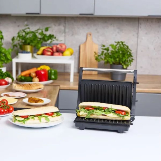 MPM MGR-13 grill és panini sütő 2az1ben tapadásmentes felület,1000W,inox 