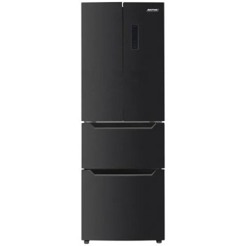 MPM MPM-351-SBF-07 NoFrost francia ajtós alulfagyasztós kombinált hűtőszekrény, inverteres kompresszor, sötét inox 64x69x186cm