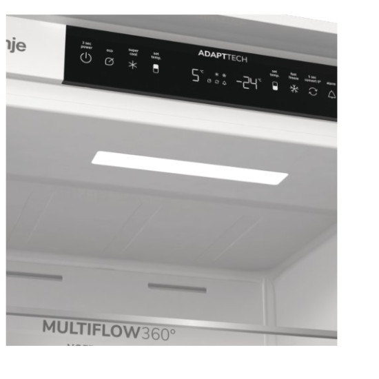 Gorenje NRKI519E41 No Frost beépíthető alulfagyasztós kombinált hűtőszekrény, inverteres kompresszor, 208/76L, 54x54.5x193.2 cm 