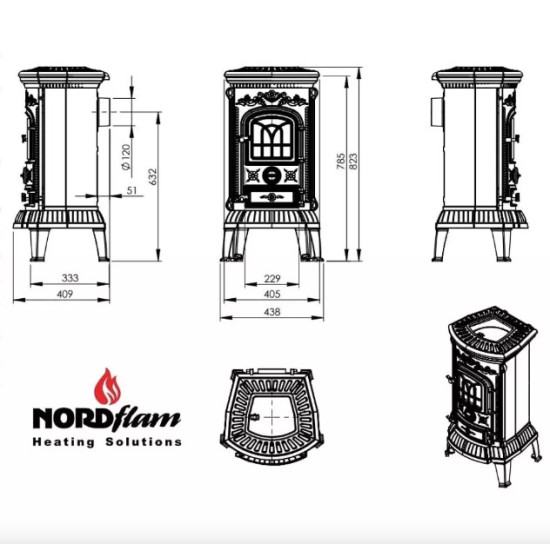 Nordflam Verdo öntvény kandalló,7kw