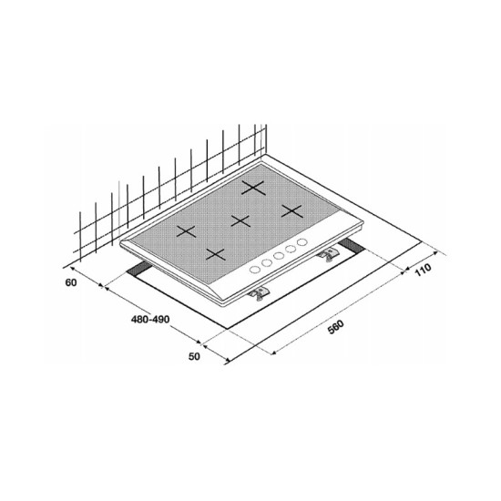 Beko HILW 75235 S beépíthető gáz főzőlap, 1db wok főzőzónával, 75x52.4x4.6 cm 