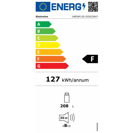 Electrolux LRB3AF12S beépíthető egyajtós hűtőszekrény, 208L, 54.8x54.9x1121.8 cm 