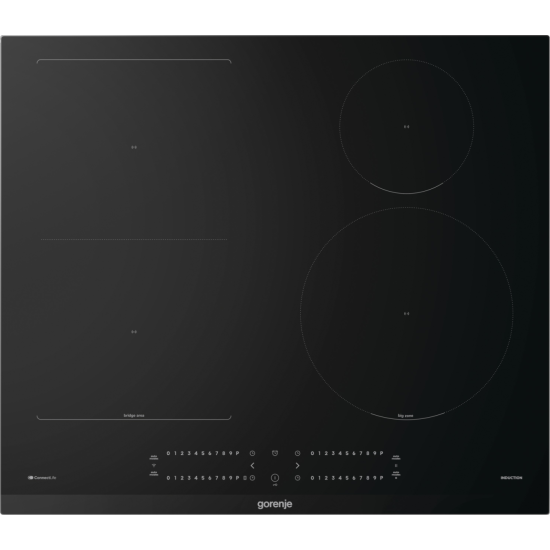 Gorenje GI6432BCWF beépíthető indukciós kerámialap, Bridge összekapcsolható főzőzónával, 59.5x52x5.4 cm, fekete 