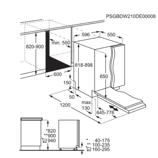 Electrolux EES48200L teljesen beépíthető mosogatógép, 14 teríték, inverter motor, 3 kosár, automatikus ajtónyitás, 59.6x55x81.8 cm 