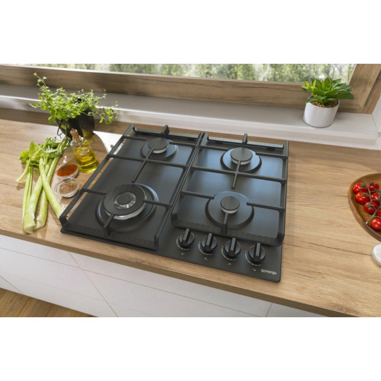 Gorenje GW641BFB beépíthető gáz főzőlap, fekete, 60x52x13 cm, wok gázégővel 