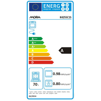Mora K4255C1S kombinált tűzhely, 70L, 50x59.4x85 cm, szürke szín 