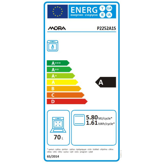 Mora P2252A1S gáztűzhely, 70L, 50x59.4x85 cm, szürke szín 