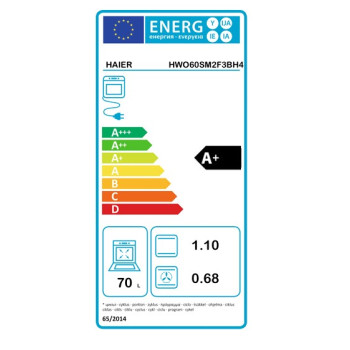 Haier HWO60SM2F3BH4 beépíthető sütő, 70L, WIFI, 59.5x56.8x59.5 cm, fekete 