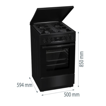 Gorenje MEKS5141BM fekete kombinált tűzhely gőzfunkcióval, 70L, 50x59.4x85 cm 