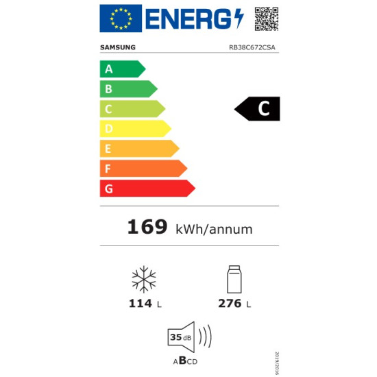 Samsung RB38C672CSA/EF No Frost alulfagyasztós kombinált hűtőszekrény, 276/114L, WIFI, Digitális Inverter Kompresszor,59.5x65.8x203 cm, fémes grafit szín 