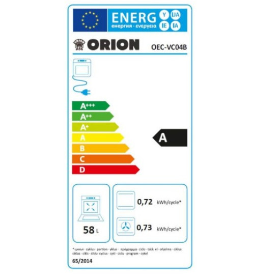 Orion OEC-VC04B kerámialapos tűzhely, 58L, 50x60x85 cm, fekete