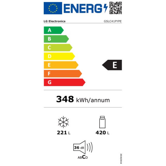 LG GSLC41PYPE side by side hűtőszekrény, 420/221L, Smart Inverter Kompresszor, hamvas matt ezüst szín, 91.3x73.5x179 cm