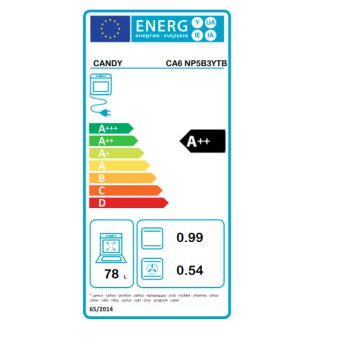 Candy CA6 NP5B3YT beépíthető sütő, 78L, pirolitikus és hidrolitikus tisztítás, WIFI, 59.5x56.8x59.5 cm, fekete  