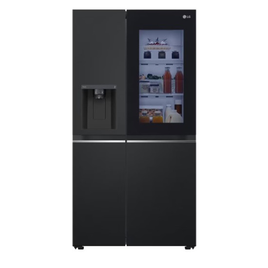 LG GSGV80EPLD side by side hűtőszekrény, 416/219L, InstaView™ , Lineáris Inverter Kompresszor, WIFI, 91.3x73.5x179 cm, matt éjfekete szín 