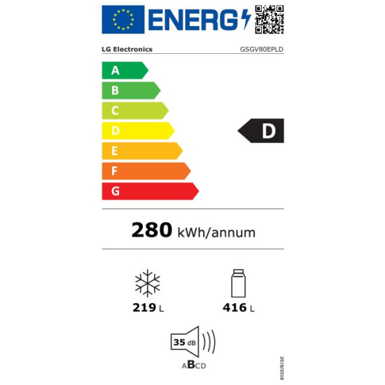 LG GSGV80EPLD side by side hűtőszekrény, 416/219L, InstaView™ , Lineáris Inverter Kompresszor, WIFI, 91.3x73.5x179 cm, matt éjfekete szín 