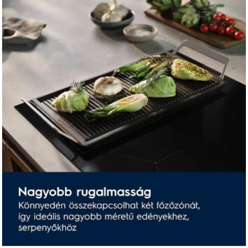 Electrolux EIS6648 beépíthető indukciós kerámialap, Bridge összekapcsolható főzőzóna, 59x52x4.4 cm, sötétszürke szín 