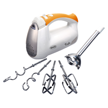 Bravo Kyle B-4818 kézi mixer, fém botmixer feltét, 400W, fehér/narancs 