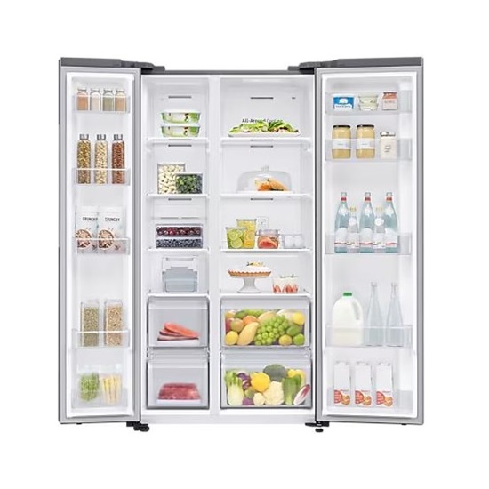 Samsung RS62DG5003S9EO No Frost side by side hűtőszekrény, 418/237L, WIFI, Digitális Inverter Kompresszor, kifinomult inox szín, 91.2x71.6x178 cm