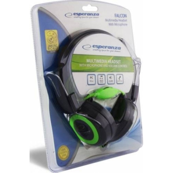 Esperansa EH152G mikrofonos fejhallgató zöld