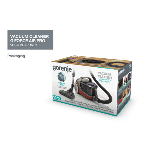 Gorenje VCEA03GAPRACY porzsák nélküli porszívó, 700W , bordó szín 