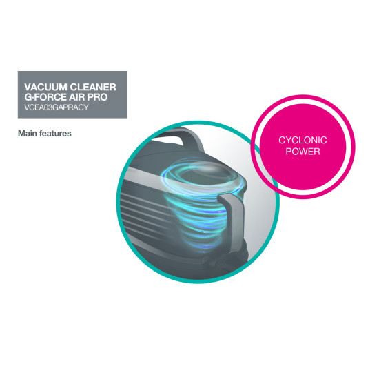 Gorenje VCEA03GAPRACY porzsák nélküli porszívó, 700W , bordó szín 