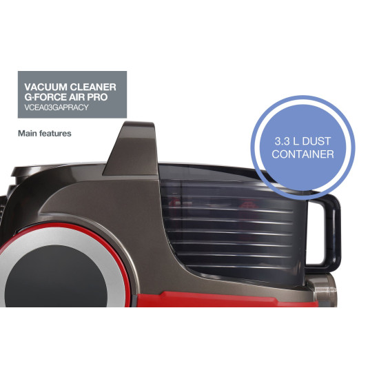 Gorenje VCEA03GAPRACY porzsák nélküli porszívó, 700W , bordó szín 