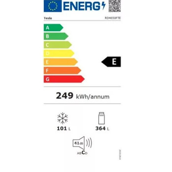 Tesla RD4650FTE Total No Frost felülfagyasztós kombinált hűtőszekrény, 364/101L, 68.1x70.1x185.6 cm 
