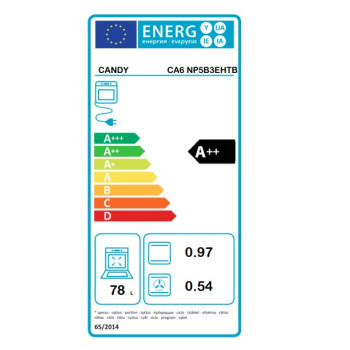 Candy CA6 NP5B3EHTB beépíthető sütő, 78L, Wifi+Bluetooth, 59.5x56.8x59.5 cm, fekete szín 