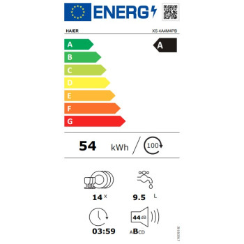 Haier XS 4A4M4PB teljesen beépíthető mosogatógép, 14 teríték, inverter motor, 3 kosár, Wifi, automatikus ajtónyitás, 59.7x55.5x81.8 cm