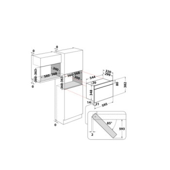 Whirlpool WMN464BX beépíthető mikrohullámú sütő, 22L, 750W, 59.5x32x38.2 cm, inox 