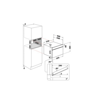 Whirlpool WMD44MB beépíthető mikrohullámú sütő, 1000W, 31L, 59.5x46.8x38.5 cm 