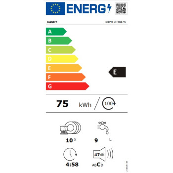 Candy CDPH 2D1047S mosogatógép, 10 teríték, 44.8x60.5x84.6 cm, ezüst szín 