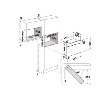 Whirlpool WMN14BSG beépíthető mikrohullámú sütő, 750W, 22L, 59.5x32x38.2 cm, csillagpor szürke fényes szín