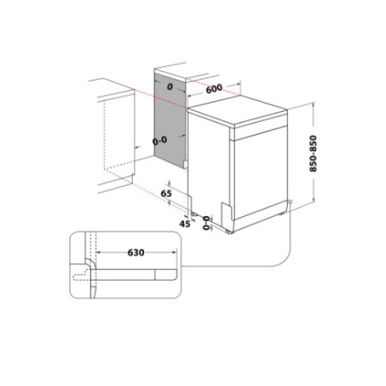 Whirlpool W7F HS51 mosogatógép, 15 teríték, 3 kosár, automatikus ajtónyitás, 60x59x85 cm