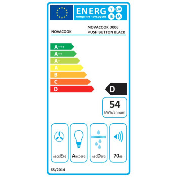 Novacook D006 B beépíthető teleszkópos konyhai elszívó 60 cm fekete üvegkerámia borítású 